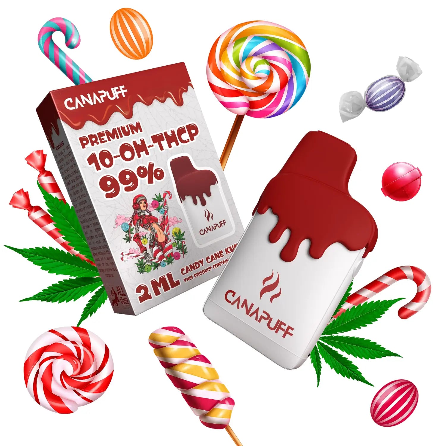 Canapuff 10-OH-THCP Vape - Einweg-Vape | Candy Cane Kush - 99% - 2ml