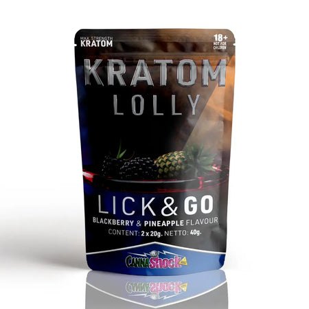 Kratom Lolly Lick & Go | Blaubeere & Ananas | 40mg Mitragynin - 2er Pack - 40g Lollipop Cannashock BV