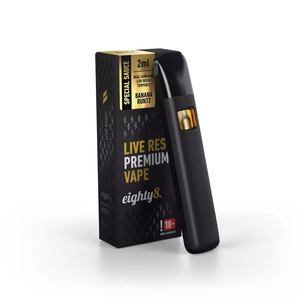 Eighty8 Premium Live Resin CBD Vape | Banana Runtz | 92% CBD - 2ml Vape Eighty8