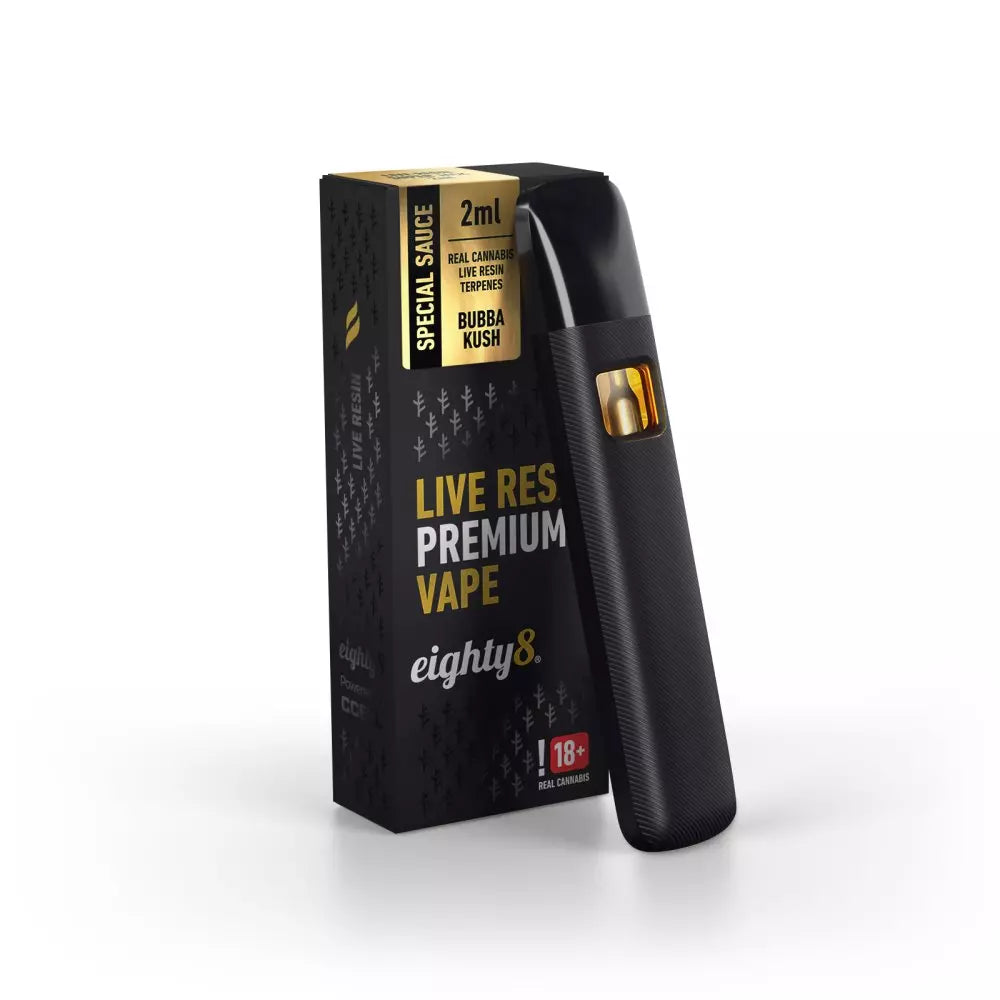 Eighty8 Premium Live Resin CBD Vape | Bubba Kush | 92% CBD - 2ml Vape Eighty8