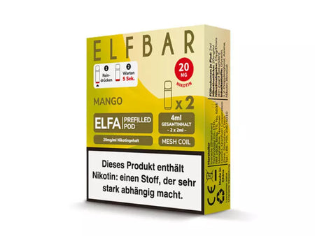 ELFBAR ELFA Pod mit Nikotin | Mango | 20 mg/ml - 2er Set Pod ELFBAR