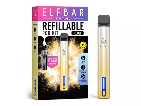 ELFBAR ELFA Turbo Refillable Pod Kit | Aurora Gold Vape ELFBAR