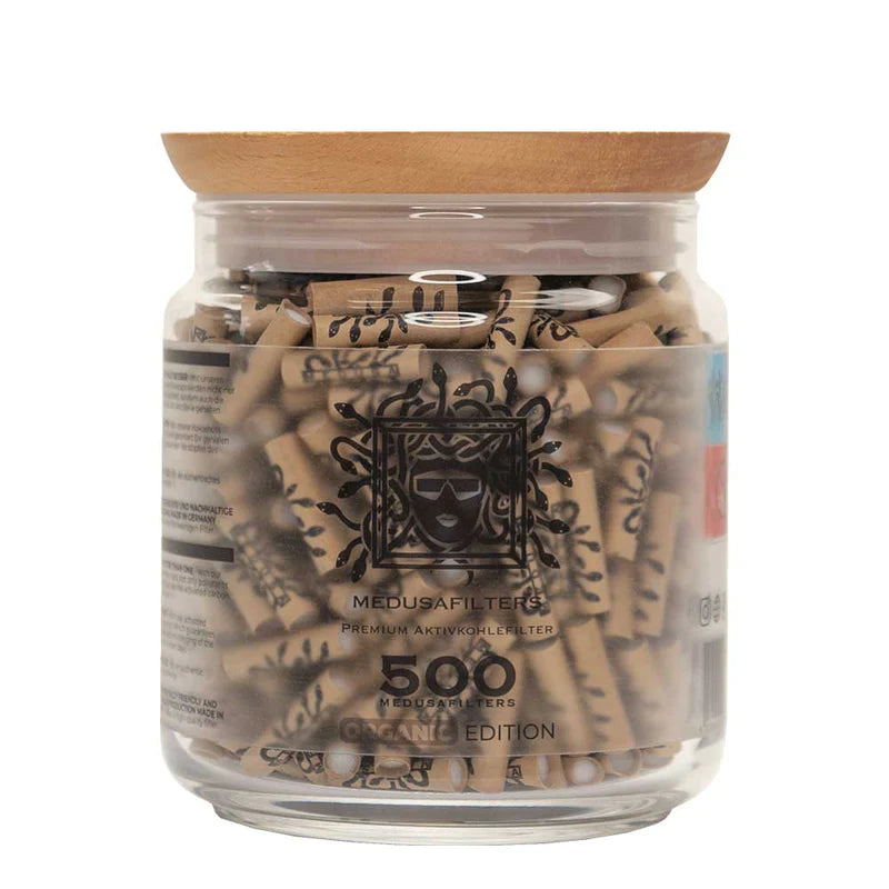 Medusa Aktivkohle- und Zellstofffilter Slim | Organic | Ø 6mm - 500er Glas Aktivkohlefilter MEDUSA