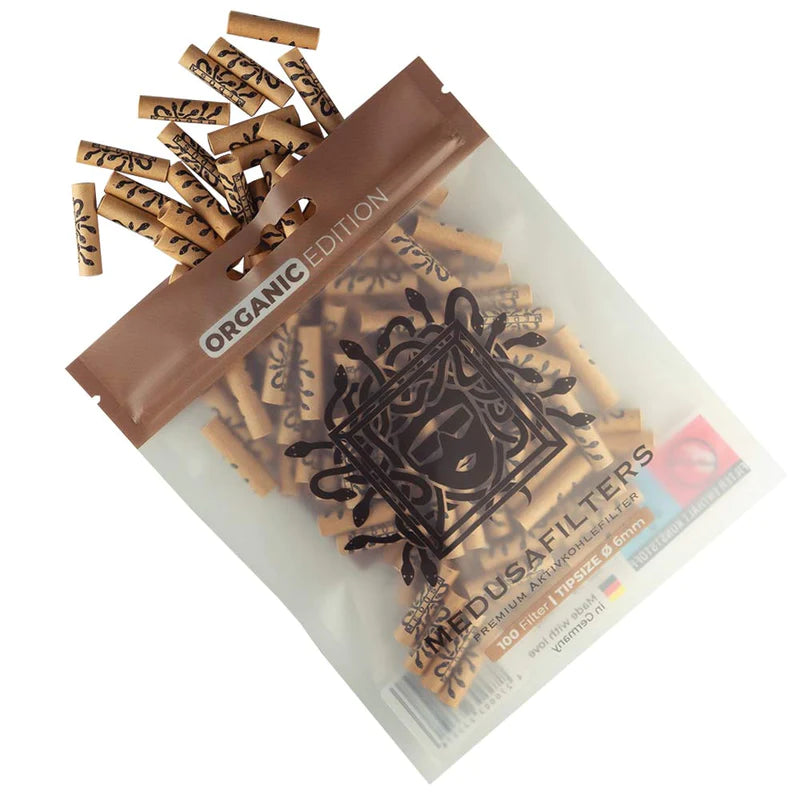 Medusa Aktivkohle- und Zellstofffilter Slim | Organic - Ø 6mm Aktivkohlefilter MEDUSA 100 Stück