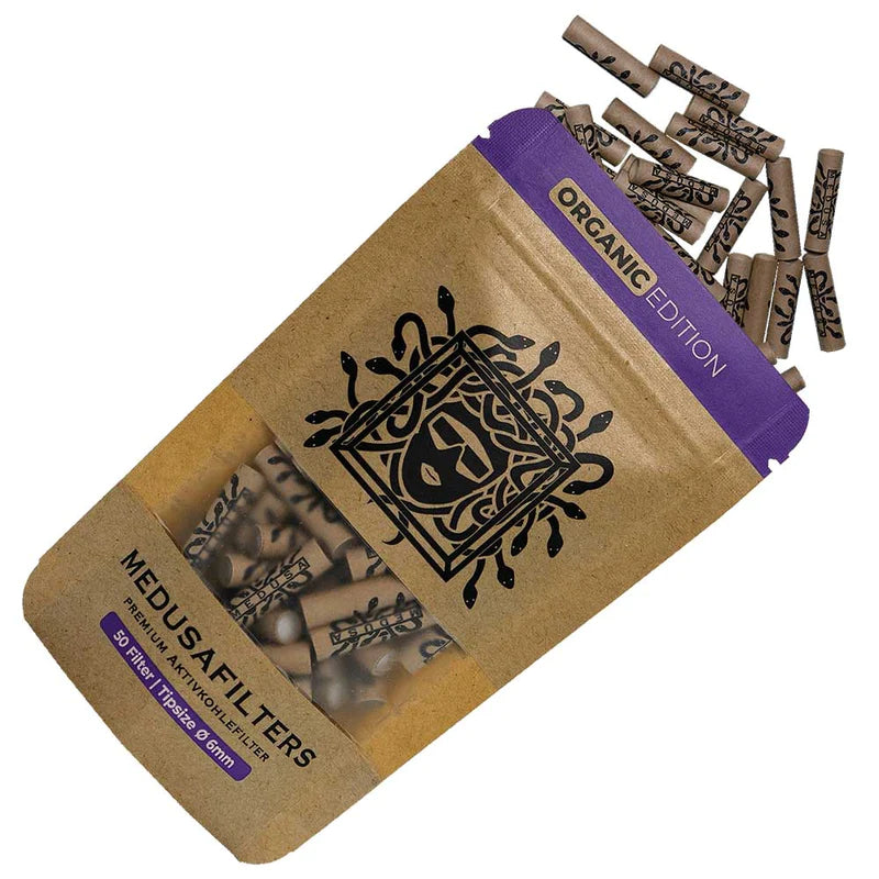 Medusa Aktivkohle- und Zellstofffilter Slim | Organic - Ø 6mm Aktivkohlefilter MEDUSA 50 Stück