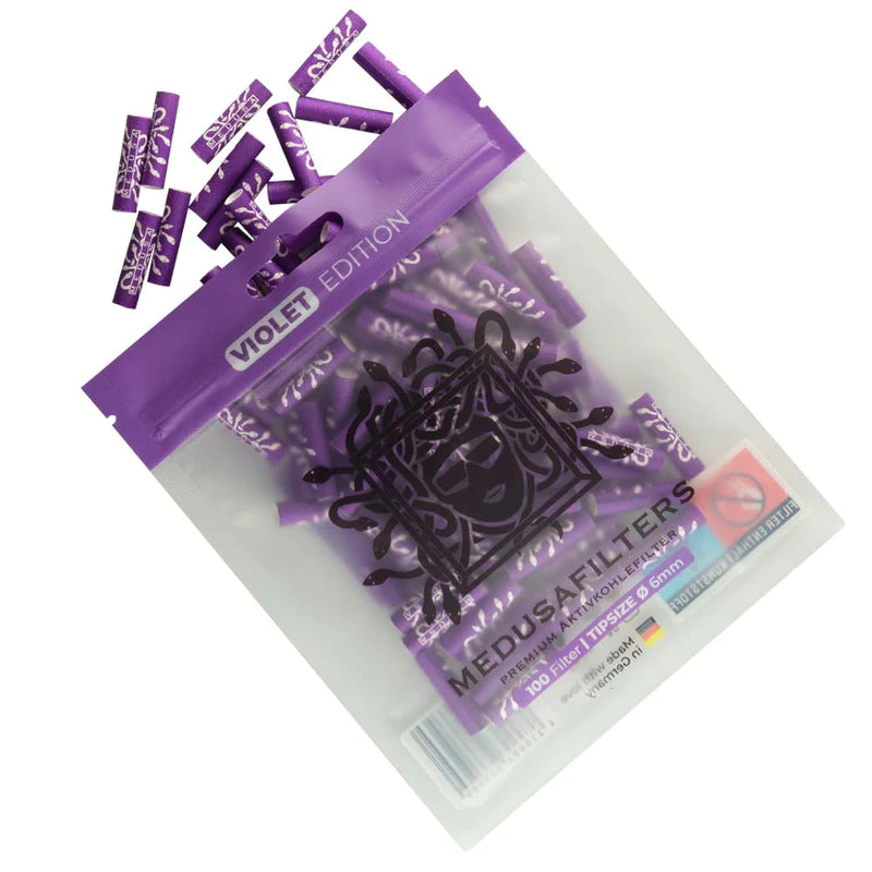 Medusa Aktivkohle- und Zellstofffilter Slim | Purple - Ø 6mm