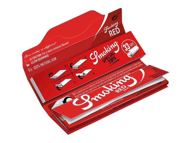 Smoking King Size | Red + Tips - 33 Blatt & 33 Filter Papers Smoking