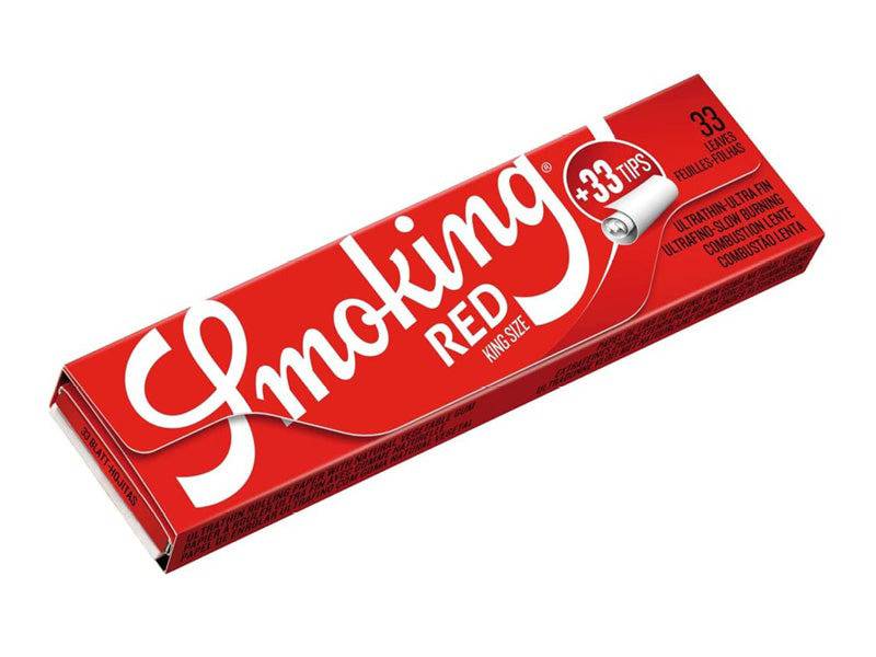 Smoking King Size | Red + Tips - 33 Blatt & 33 Filter Papers Smoking